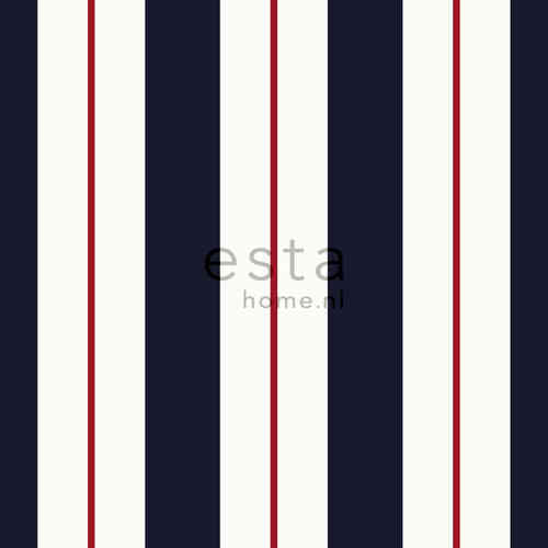 Stripes XL tapetti sini-puna-valkoraita