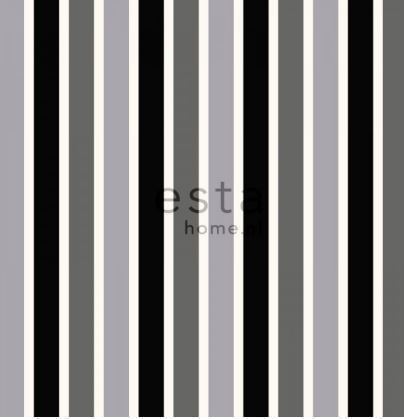Stripes XL raitatapetti musta-valko-hopea