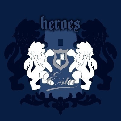 Hearts & Heroes tapetti lelijonankilpi, sininen